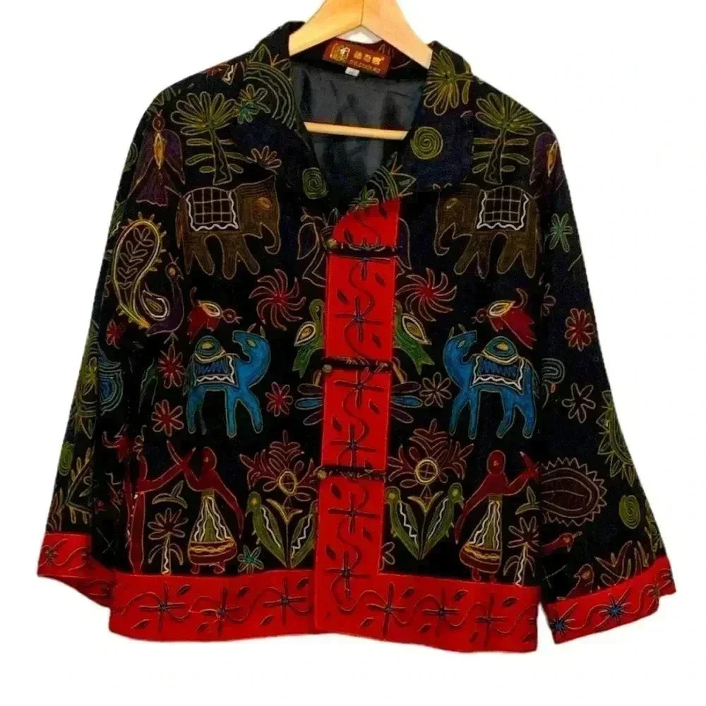 Deliniao China Black Short Jacket Fully Lined Oriental Vibe